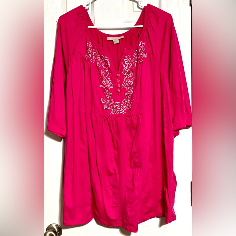 Woman Within Fuchsia Embroidered Tunic